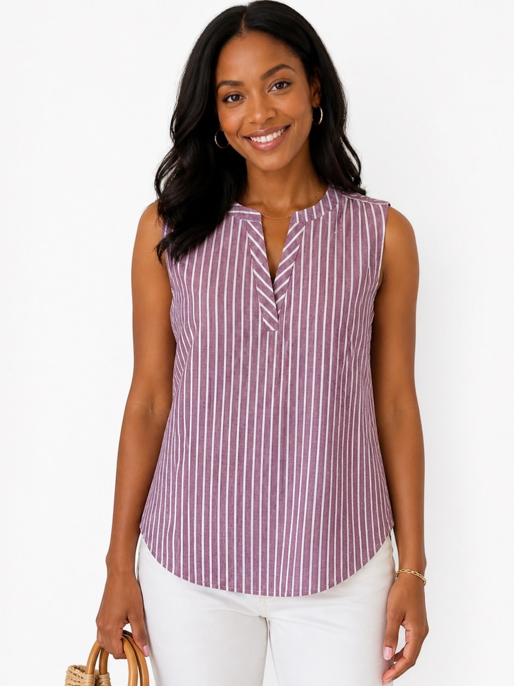 Natural Reflections Lavender Striped Blouse